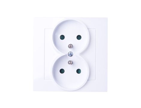 AS Gniazdo podwójne z/u z przesłonami białe GP-2GZP/00