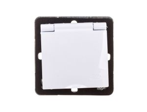 IMPRESJA Gniazdo bryzgoszczelne z/u IP44 klapka biała GPH-1YZ/m/00/w