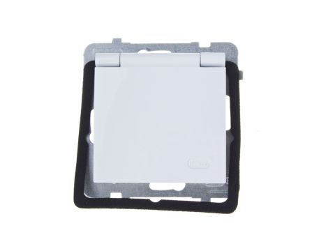 AS Gniazdo bryzgoszczelne z/u IP44 klapka biała GPH-1GZ/m/00/w