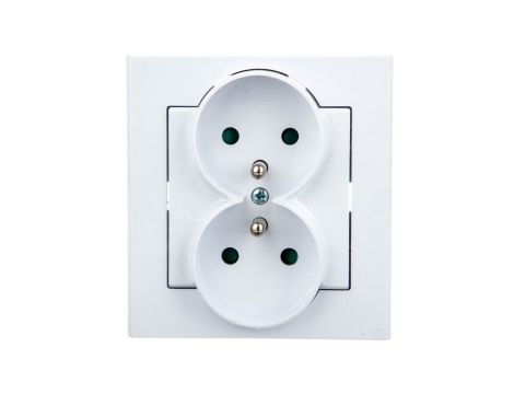 SONATA Gniazdo podwójne z/u z przesłonami białe GP-2RZP/00