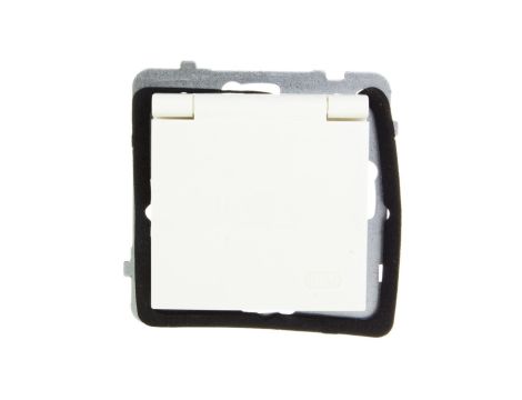AS Gniazdo bryzgoszczelne z/u IP44 klapka ecru GPH-1GZ/m/27/w