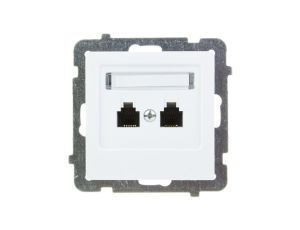 AS Gniazdo telefoniczne podwójne RJ11 niezależne białe GPT-2GN/m/00
