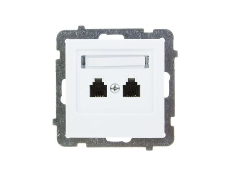 AS Gniazdo telefoniczne podwójne RJ11 niezależne białe GPT-2GN/m/00