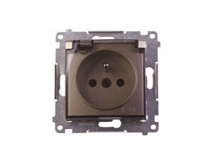 Simon 54 Gniazdo bryzgoszczelne z/u IP44 z klapką transparentną złoty mat DGZ1BUZ.01/44A