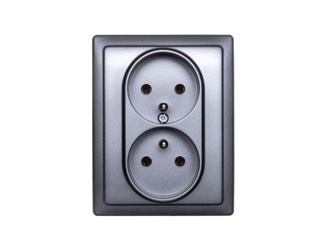 KOS66 Gniazdo podwójne z/u kompletne grafit 666036