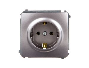 Simon Basic Gniazdo pojedyncze SCHUKO z/u 16A IP20 stal inox BMGSz1.01/21