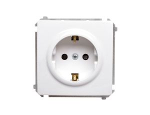 Simon Basic Gniazdo pojedyncze SCHUKO z/u 16A IP20 z przesłoną torów białe BMGSZ1z.01/11