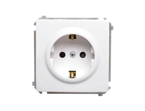 Simon Basic Gniazdo pojedyncze SCHUKO z/u 16A IP20 z przesłoną torów białe BMGSZ1z.01/11