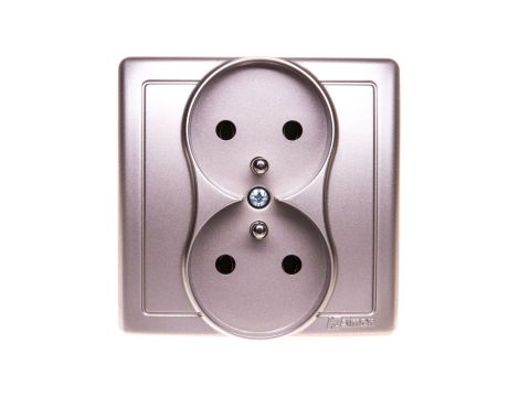 Simon Basic Gniazdo podwójne z/u 16A IP20 satyna metalizowana BMGZ2/29