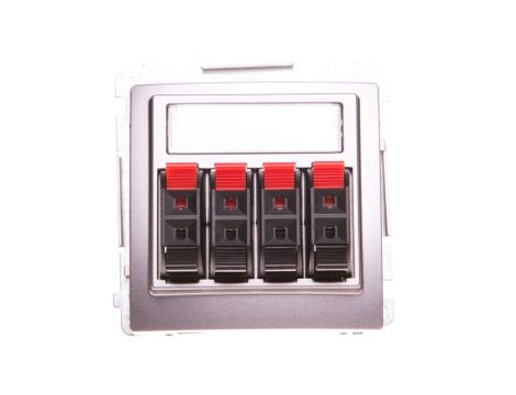 Simon Basic Gniazdo głośnikowe poczwórne z polem opisowym stal inox BMGL34.01/21