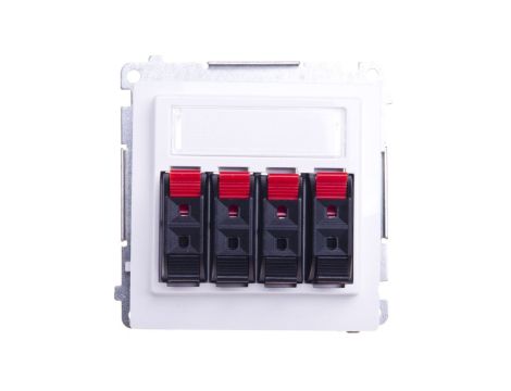 Simon Basic Gniazdo głośnikowe poczwórne z polem opisowym białe BMGL34.01/11