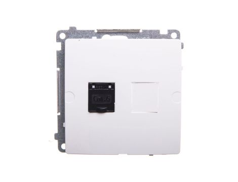 Simon Basic Gniazdo komputerowe pojedyncze RJ45 kat.6 z przesłoną białe BM61.01/11