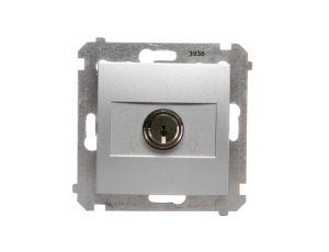 Simon 54 Łącznik żaluzjowy na kluczyk trzypozycyjny /I-0-II/ srebrny mat DPZK.01/43