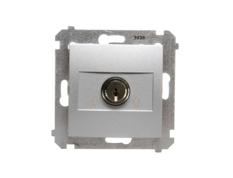 Simon 54 Łącznik żaluzjowy na kluczyk trzypozycyjny /I-0-II/ srebrny mat DPZK.01/43