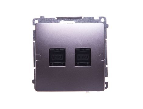 Simon Basic Gniazdo komputerowe podwójne 2xRJ45 kat.6 z przesłoną stal inox BM62.01/21