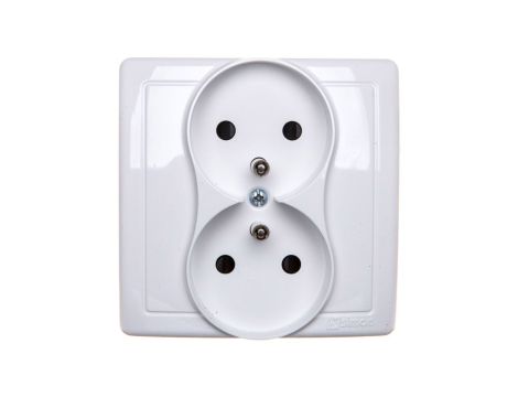 Simon Basic Gniazdo podwójne z/u 16A IP20 z przesłoną torów białe BMGZ2z/11