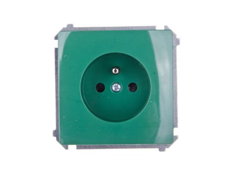 Simon Basic Gniazdo pojedyncze z/u 16A IP20 z przesłoną torów zielone BMGZ1z.01/33