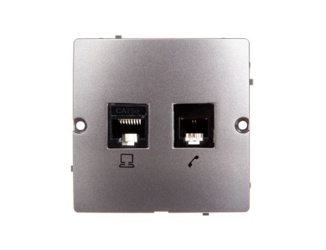 Simon Basic Gniazdo teleinformatyczne RJ45 kat.5e + RJ11 stal inox BMF5T.02/21