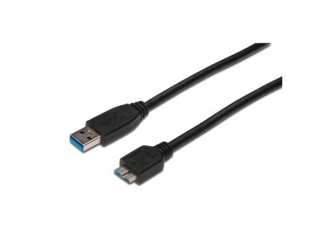 Kabel połączeniowy USB 3.0 Typ USB A/microUSB B, M/M czarny 0,25m AK-300117-003-S