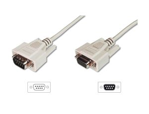 Kabel przedłużający RS232 1:1 Typ DSUB9/DSUB9, M/Ż beżowy 5m AK-610203-050-E