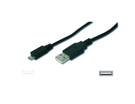 Kabel połączeniowy microUSB 2.0 Typ USB A/microUSB B, M/M czarny 1m AK-300127-010-S