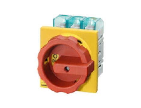 Rozłącznik główny/awaryjny 3P 63A 22kW AC23A 400V montaż tablicowy pokrętło żółto-czerwone 4 otwory 3LD2504-0TK53