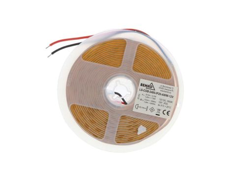 TAŚMA LED PREMIUM 12V DC COB 2400LED/5M 12W/1m IP20 3LATA GW. BIAŁA CIEPŁA D87-LS-COB-2400-IP20-AWW-12V