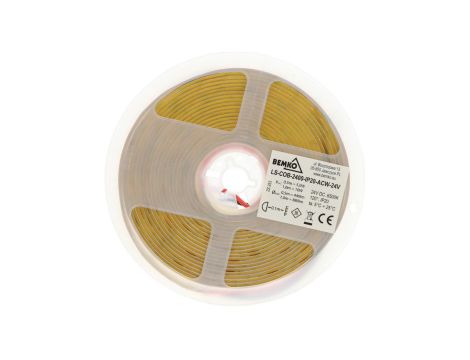 TAŚMA LED PREMIUM 24V DC COB 2400LED/5M 10W/1m IP20 3LATA GW. BIAŁA ZIMNA D87-LS-COB-2400-IP20-ACW-24V