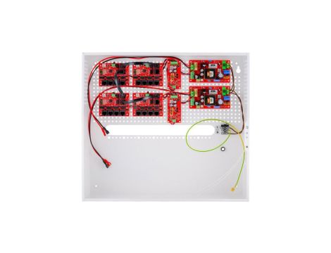 Zestaw buforowy do 17 kamer IP switch PoE 17P+1UP w obudowie wewnętrznej ABOX-H (2x AKU 18Ah + NVR), zasilacz 144W (2x 72W)