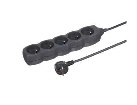 Przedłużacz 5-gniazdowy 1,5m 3x1,0mm OWY grafit / 24347
