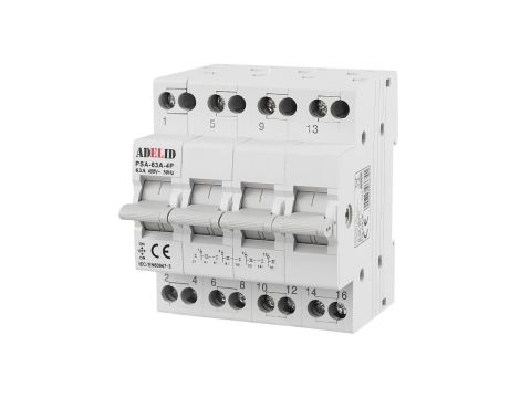 Przełącznik zasilania sieć-agregat 4P 63A 1-0-2 PSA-63A-4P