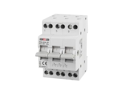 Przełącznik zasilania sieć-agregat 3P 63A 1-0-2 PSA-63A-3P