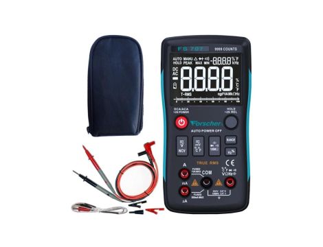 Miernik uniwersalny z pomiarem True RMS multimetr cyfrowy z wyświetlaczem LCD FORSCHER FS707