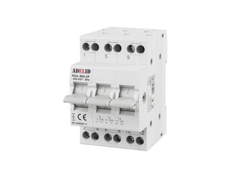 Przełącznik zasilania sieć-agregat 3P 40A 1-0-2 PSA-40A-3P