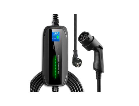 Przenośna ładowarka do samochodu elektrycznego 1 faza, 5,5m, wyświetlacz LCD, IP67 Extralink BS-PCD030 16A 3.6kW Schuko