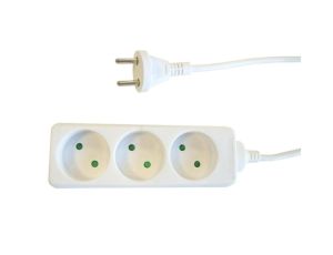 Przedłużacz 3-gniazdowy, 5m biały, b/u 2x1,0mm OWY / 24260