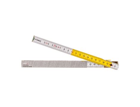 Miara składana drewniana 1 m, biało-żółta