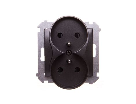 Simon 54 Nature Gniazdo podwójne do ramek z/u 16A IP20 z przesłoną torów podwójne antracyt DGZ2MZN.01/48