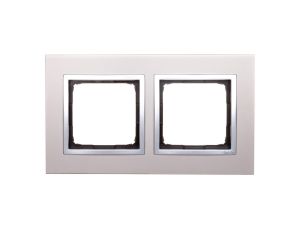 Simon 54 Nature Ramka podwójna metal SATYNOWY BLASK DRN2/79
