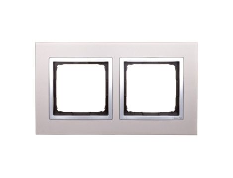 Simon 54 Nature Ramka podwójna metal SATYNOWY BLASK DRN2/79