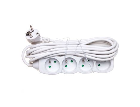 Przedłużacz 4-gniazda z/u 5m /H05VV-F 3G1/ biały P0415
