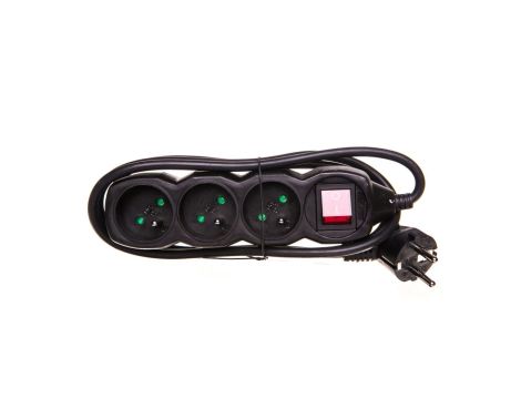 Przedłużacz z wyłącznikiem 3-gniazda z/u 1,5m /H05VV-F 3G1/ czarny PC1311