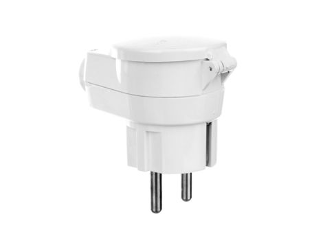 Rozdzielacz kątowy wtyczka-gniazdo z pokrywą z/u 16A 2P IP44 AWA-WGB biała 51.35