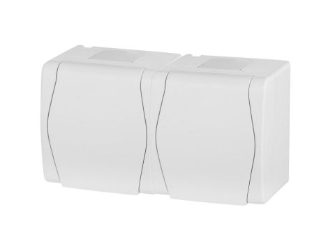 Hermes2 Gniazdo hermetyczne podwójne z/u 16A IP44 z klapką pełną białe 1022-00