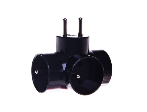 Rozgałęźnik wtyczkowy 3-gniazda z/u czarny E2010 P0030