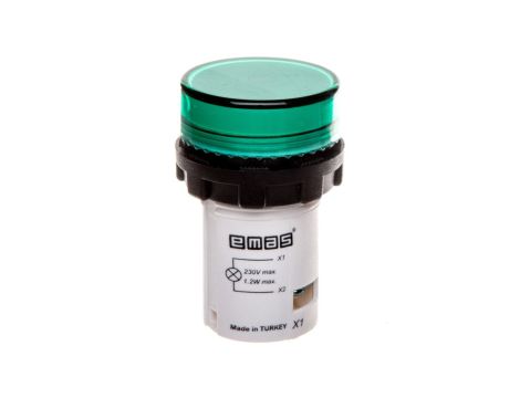 Lampka sygnalizacyjna MB z LED, monoblok, 230V AC, płaski klosz, zielona T0-MBSD220Y