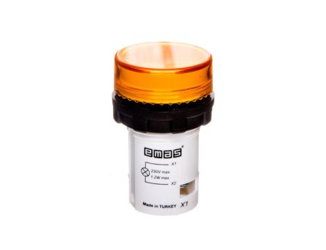 Lampka sygnalizacyjna MB z LED, monoblok, 230V AC, płaski klosz, żółta T0-MBSD220S