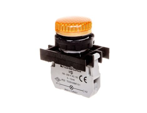 Lampka sygnalizacyjna B z LED, 100-230V AC, żółta T0-B0S0XS