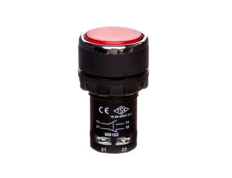 Przycisk sterowniczy monoblok, kryty, niestabilny, 1NO+1NC, czerwony T0-MB102DK