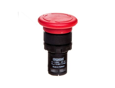 Przycisk dłoniowy bezpieczeństwa monoblok, 1NC, grzybek 40 mm, czerwony T0-MB200E